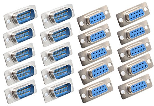 Oiyagai 20 Pezzi Connettori D-Sub DB9 RS232 Maschio e Femmina a 9 Pin, Tipo da Saldare per Accessori PC (10 Maschi, 10 Femmine)