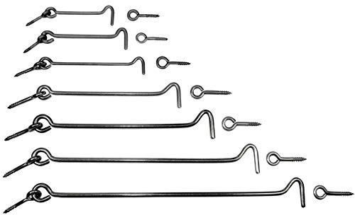 SN-TEC Edelstahl Sturmhaken/Lukenhaken/Überwurf rostfrei A2, mit Öse Länge von 80 bis 300mm zur Auswahl (Mengen- und Längenauswahl möglich) (1, Länge: 300mm)