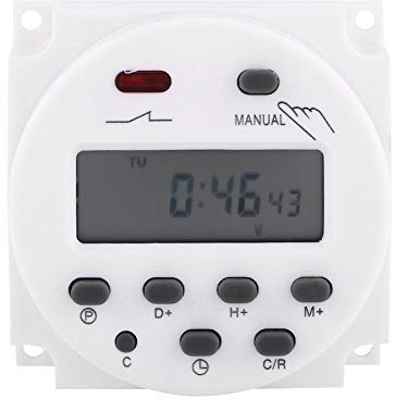 Akozon Minuteur Électronique,Programmable Hebdomadaire Mini Prise Programmable Digitale Minuteur Prise Électrique 17 on/Off Programmes et Compte à Rebour à la Seconde(24V)