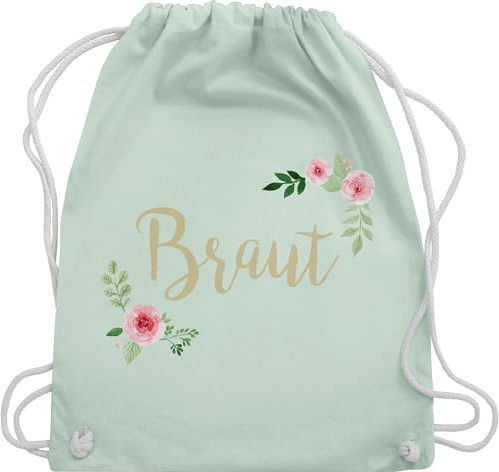 Shirtracer Turnbeutel Rucksack - JGA Junggesellenabschied Frauen - Braut Blumen - Unisize - Pastell Grün - utensilien junggesellinnenabschied brauttaschen bachelorette party juterucksäcke