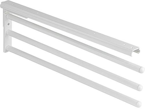Gedotec Handdukshållare | H6008 | Handduksutdrag 3-armad utdragbar | 1 styck | Diskhanddukshållare längd 465 mm i vitt | Badrum & köksskåp handduksreling svängbar 90° | Tillverkad i Tyskland