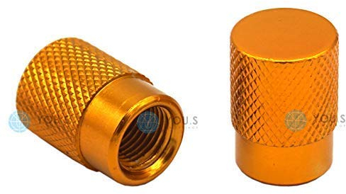 YOU.S Alu Ventilkappen Gold mit Dichtung Ventil Kappe Abdeckung für Auto PKW LKW (2 Stück)