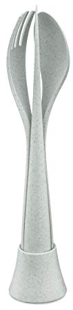Koziol Besteck-Set 4-teilig Tulip, Besteckset, To Go Besteck, Thermoplastischer Kunststoff, Organic Grey, 4037670