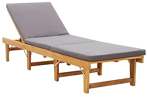 vidaXL Akazienholz Massiv Sonnenliege Klappbar mit Auflage Gartenliege Relaxliege Holzliege Liege Gartenmöbel Klappliege Freizeitliege