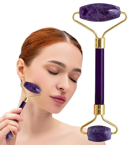Plum Beauty Amethyst Facial Roller, helps reduce under-eye puffiness and dark circles
