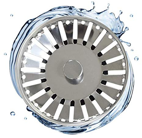 Sink Strainer Plug Kitchen Sink Drainer Plugs Stainless Steel Sink Stopper for Large Chunks of Kitchen Waste, for UK Hole Diameter 84-86.3 mm