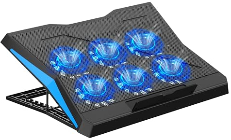 ZEPTRON Laptop Cooling Pad, Ergonomic Comfort Notebook/Gaming Laptop Cooler Mat/Tray with 2 USB Ports - 6 Quiet LED Fans - Fits 14 to 17-inch Laptop Cooling Fan Stand - (Premium Black)