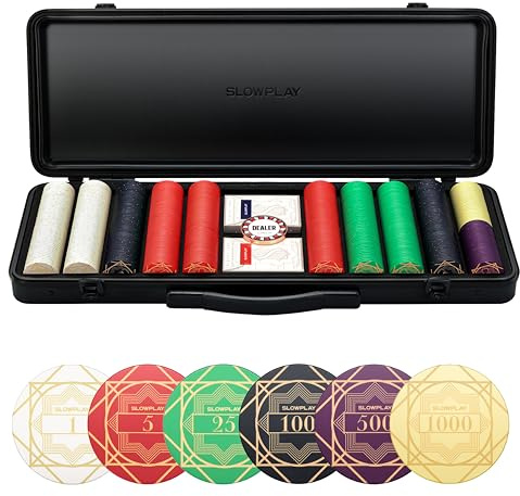 SLOWPLAY Nash Ceramic Poker Set, 10g&39mm Poker Chips for Texas Hold'em