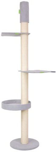Kratzbaumland Designer-Kratzbaum Q55-Plus Deckenspanner (versch. Größen)(285-295 cm)(Seilfarbe Natur)