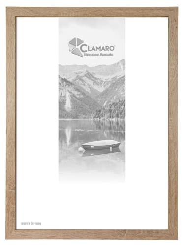 CLAMARO 'Collage' Bilderrahmen 91x140 handgefertigt nach Maß | Eiche Sonoma | Moderner eckiger MDF Holzbilderrahmen inkl. Acrylglas, Rückwand und Aufhänger (querformat & Hochformat)