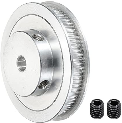 sourcing map 80 Zähne 8 mm Bohrung Zahnriemenscheibe, Aluminium Synchronrad Silber mit M5 Schraube für 3D Drucker Riemen, CNC-Maschine