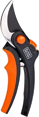 BLACK+DECKER Forbici da giardino – Lame in acciaio temprato – 13 mm – Nero/Arancione