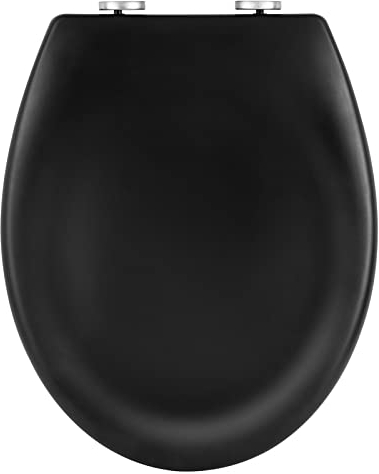WOLTU Abattant WC, Couvercle WC Noir Mat, Dégagement Rapide Lunette WC,Siège de Toilette à Fermeture en Douceur pour Couvette O, Montage par le Haut, en Duroplast