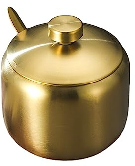 EIOLWJIEO Zuccheriera in acciaio inossidabile Barattolo per spezie per caffè Vaso per condimento per sale e, Oro Tipo 2, l