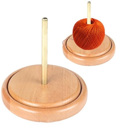 RoseFlower Wollabwickler Holz, Drehbarer Wollknäuelhalter, Stricken Fadenhalter Aus Holz mit Drehmechanismus, Garnhalter - für knotenfreies, gleichmäßiges Stricken und Häkeln#A