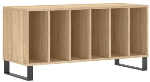 vidaXL Plattenschrank, Schallplattenschrank mit viel Stauraum, Plattenspieler Schrank für Wohnzimmer, LP Schrank Schallplattenständer, Sonoma Eiche Holzwerkstoff