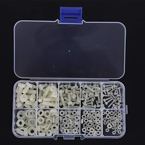 Lot de 270 Vis en Plastique en Nylon, Boulons, écrous et Joints, Vis à Tête Cylindrique Hexagonale, M2/M2,5/M3/M4/M5, Vis à Tête Hexagonale, Boulons, écrous et (Jeu de vis en