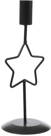 Stabkerzenhalter Stern - Kerzenständer - Metall - H: 21,5cm - D: 8,5cm (schwarz)