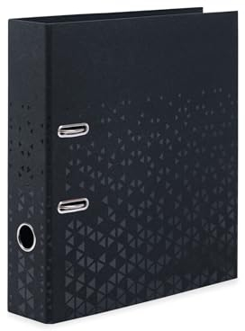 HERMA Ordner A4 Farbe Schwarz, 7 cm breit, Kinder Ringordner mit Muster, einfarbiger Aktenordner mit glänzender Veredelung und Innendruck für Jungen und Mädchen