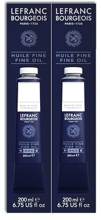Lefranc Bourgeois Pittura a olio pregiata di ottima qualità, resistente alla luce e di consistenza uniforme, 2 x 200 ml - Bianco Titanio