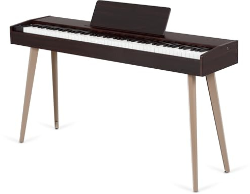 McGrey DP-17 WD Design Piano - 88 gewichtete Tasten mit Hammermechanik und Anschlagdynamik - 128 Klänge - 600 Begleitrhythmen - Slimline-Design - Layer- und Dual-Funktion - 3 Pedale - dunkle Walnuss