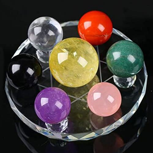 AUOQKQUT 7 Pietre di Cristallo Naturale Sfere Sfera Ornamenti a Sette Stelle for Fengshui Pietre Burattate Bilanciamento Regali Metafisici, Regalo 5.9 decorazioni per la casa(Size:3.9)