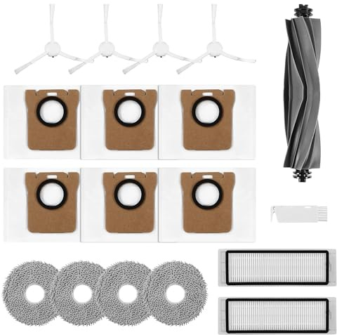 Set di accessori da 18 pezzi per Dreame L10s Ultra/Dreame L10 Ultra/Xiaomi X20+, 1 Spazzole Principali, 2 Filtri HEPA, 4 Panni mop, 6 Sacchetto per polvere, 4 Spazzole laterali, 1 Spazzola pulizia