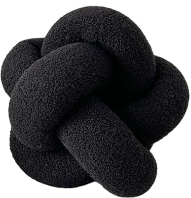 champracer Geknotetes Kissen - Rundes Wurfkissen, Sofa Geknotetes Kissen, Plüsch Geknotetes Kissen, Plüsch Rundes Geknotetes Kissen, Heimdekoration, Sofa Dekoration (Schwarz,30 cm)