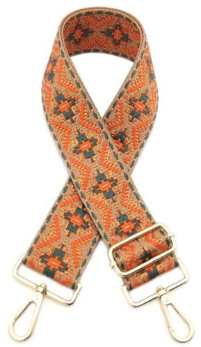 Whakano Breite Taschengurt,Boho Verstellbar Schultergurt für Taschen Unisex,Ersatz Umhängegurt 5CM,Längenverstellbarer 75-130cm,Taschengurte zum Wechseln,Taschen Zubehör,Golden Schnalle,Orange