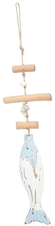 Cabilock 2 Piezas Brochetas De Pescado De Madera De Concha Adorno De Accesorios Para El Hogar Decoración Rústica De Peces Náuticos Decoración Retro De Pescado Náutica