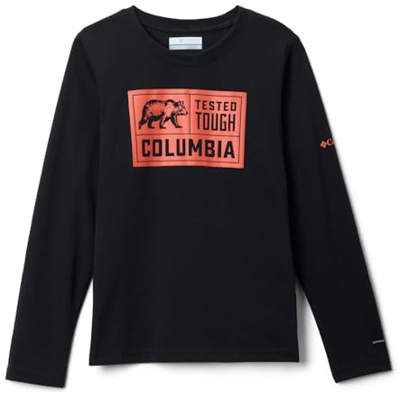 Columbia Youth La Poudre Pass Long Sleeve Tee, Black/Barely Tested Tough, Large