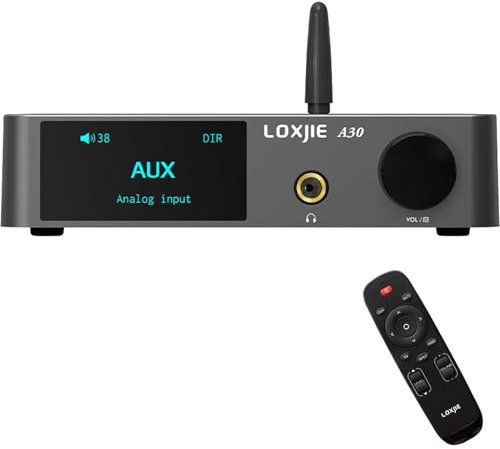 Loxjie A30 Class D Home Audio Amplifier with DAC & HiFi & EQ Mode Support APTX NJW1194 BT 5.0 With USB Input Headphone & Subwoofer Output & Remote Control