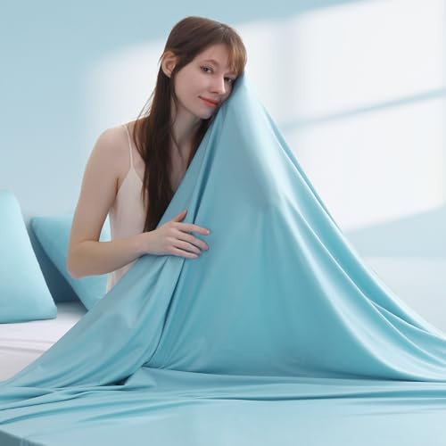 Elegear Coperta Rinfrescante, Coperta Estiva con Ioni d'argento e Fibra Fresca Giapponese Arc-Chill 3.0 Q-Max>0.5 per un Sonno Migliore, Coperta Sottile per Letto e Divano, 127x178 cm Blu