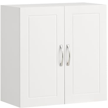 Haotian Wall Cabinet, Bathroom Storage, 23.6 x 11.8 x 23.6 in, MDF, White | Floating Wall Linen Storage Cabinet With Adjustable Shelf, Multi-Scene Bathroom Cabinet For Daily Home Storage, FRG231-W