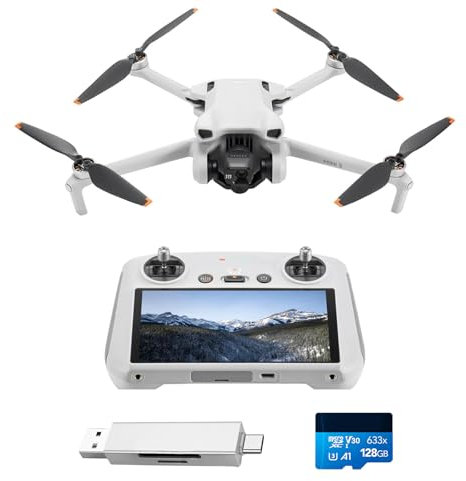 DJI Mini 3 Bundle (DJI RC) – Leichte und faltbare Mini-Kameradrohne mit 4K HDR-Video, 38 min Flugzeit, echten vertikalen Aufnahmen und intelligenten Funktionen, C0