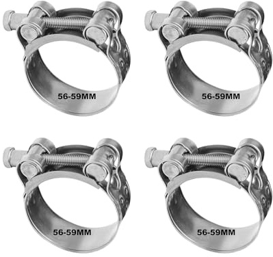 SZWLJ 4 colliers de serrage en T pour tuyau d'échappement, 56-59 mm | Colliers de serrage et clip de boulon, connexion sûre et fiable pour diverses applications