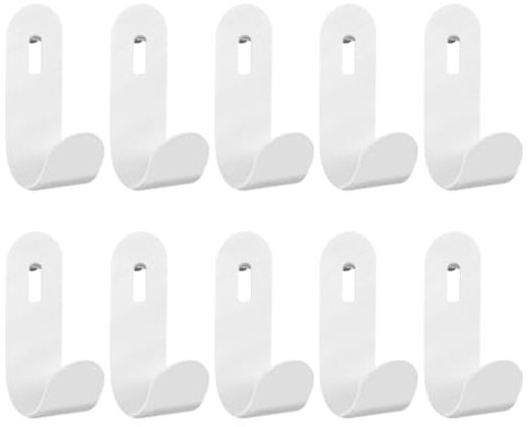 MUWINC Ganchos Para Panel Perforado - 10 Piezas Panel Herramientas Pared, Para Colgar Objetos En Lavaderos, Cocinas, Baños, Etc.(Blanco,En Forma De J)