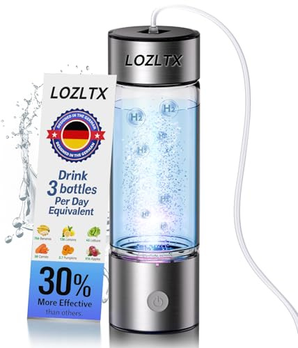 LOZLTX 2025 Technology Hydrogen Water Bottle【H2-Elektrolyse - 6850PPB】420ml Hydrogen Water Bottle 【NO.1 Double Hydrogen Content】Heavy Metals Improve Water in 3 M