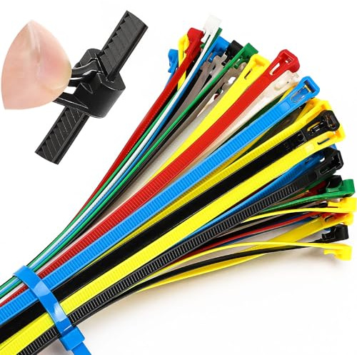 UPINS Kabelbinder Set, 120 Stück Bunte Kabelbinder 200 x 7,6mm Wiederverwendbare Kabelbinder UV Beständig für Familie Werkstatt Garten Kabelmanagement