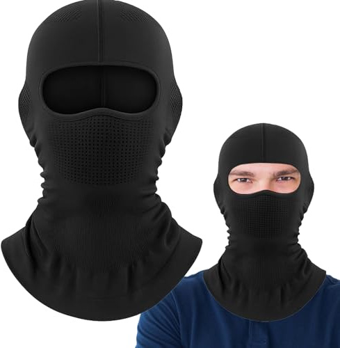 PcvGef Sturmhaube Motorrad, Atmungsaktive Skimaske für Motorradfahren, Ski und Outdoor-Aktivitäten, Schwarze Sturmmaske aus Nylon, Einheitsgröße