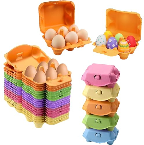Cajas de cartón para huevos, 6 cajas de almacenamiento de fibra de celulosa, cajas de huevos reutilizables para cocina, granja, picnic, viajes, marrón, reutilizables (15 unidades)