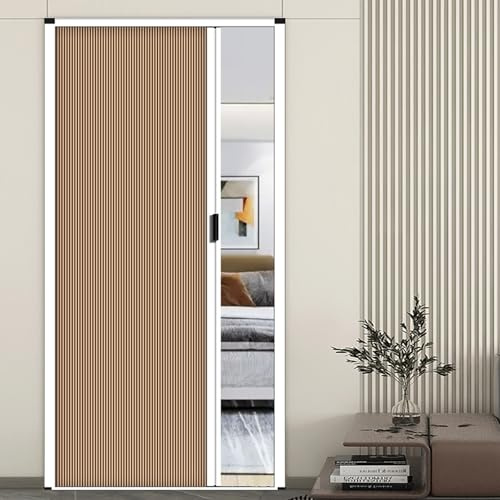 Porte interne a soffietto Kit Per Porte Scorrevoli Invisibili, Porte A Soffietto Per La Separazione Degli Ambienti Con Maniglia, Porte Pieghevoli A Persiana Per Camera Da(Brown,66cmx83.8cm)