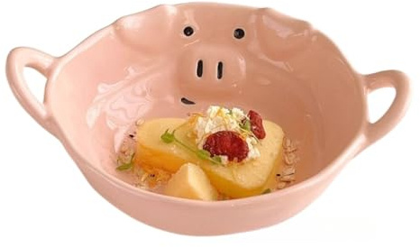 Cute Soup Bowl with Two Handles Large Instant Noodle Ceramic Tableware Household Fruit Yogurt Dinner Plates Snack Breakfast Dessert Bowls Bird's Nest Salad Ice Cream Salads Soups Pasta Snacks