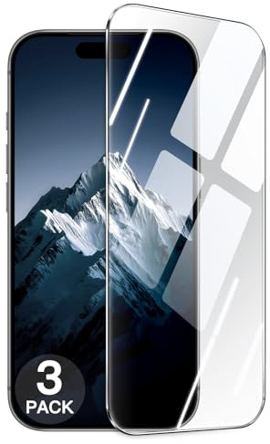 JETech Pellicola Protettiva Infrangibile per iPhone 15, 3 Pezzi | Vetro temperato 9H+, pellicola grado militare, Strumento Installazione Facile, HD trasparente, compatibile con custodie