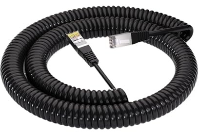 Generico Cavo di alimentazione a spirale a molla Ethernet LAN Cat 5, 8 conduttori, estensibile, retrattile, schermato, doppino intrecciato, filo di segnale in rame TPU(3m)