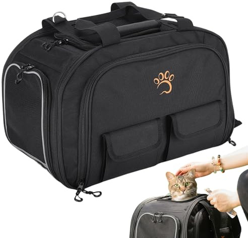 Fahrradhalterung Haustiere Tasche - Faltbarer Hunderucksack, Autositzträger | Fahrradkorb Träger, Mehrere Taschen für Reisen Camping Spaziergang Einkaufen & Praktische Fahrrad Hundetasche für