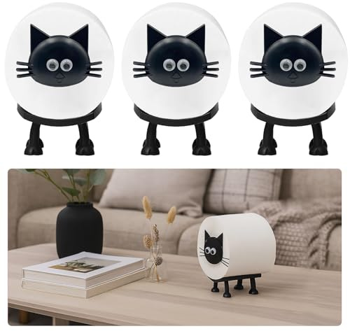 3 Support Papier Toilette Amusant Porte-Papier Toilette en Forme de Chat Support Rouleau Empilable pour Salle de Bain Décoration de Noire Porte Rouleau Papier Plastique