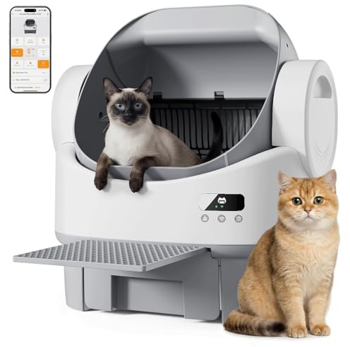Automatic Self Cleaning Cat Litter Tray 6 Safety Sensors XXL Semi-Open Design APP Control With Litter Step Large Cat Litter Box for Big Cats & Multi-Cat Households