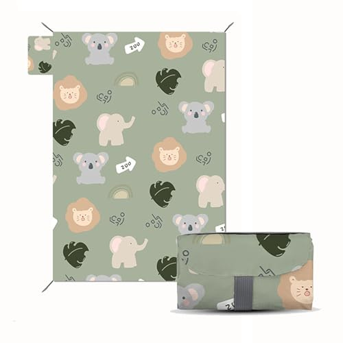 Hachera Mini couverture de pique-nique ultra fine avec piquets d'ancrage, couverture de pique-nique extérieur, mini couverture de pique-nique imperméable, pour pique-nique, camping, plage, parc