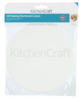 KitchenCraft Silikon-Backpapier, Rund, 100 Backpapiere, Backpapier mit Silikonbeschichtung, für Kuchen/Tortenformen und Backbleche geeignet, 20 cm
